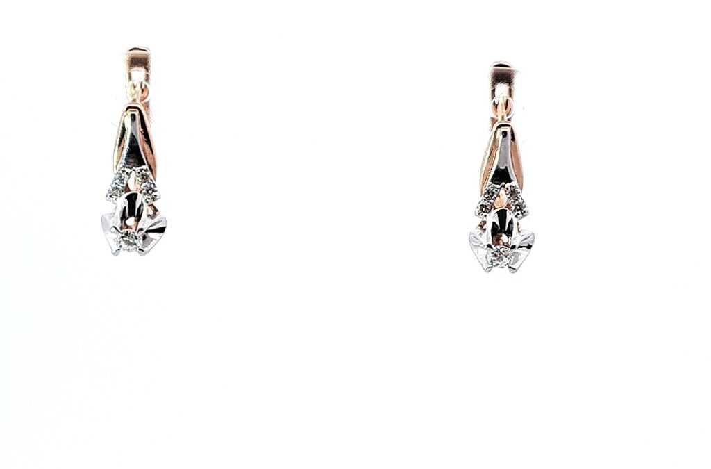 Zlaté náušnice s diamanty, visací