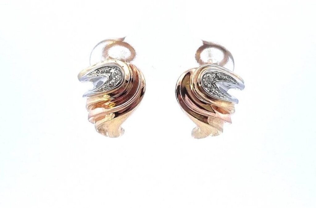 Zlaté náušnice se zirkonem, visací