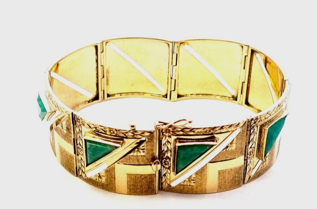 Zlatý náramek s amazonitem