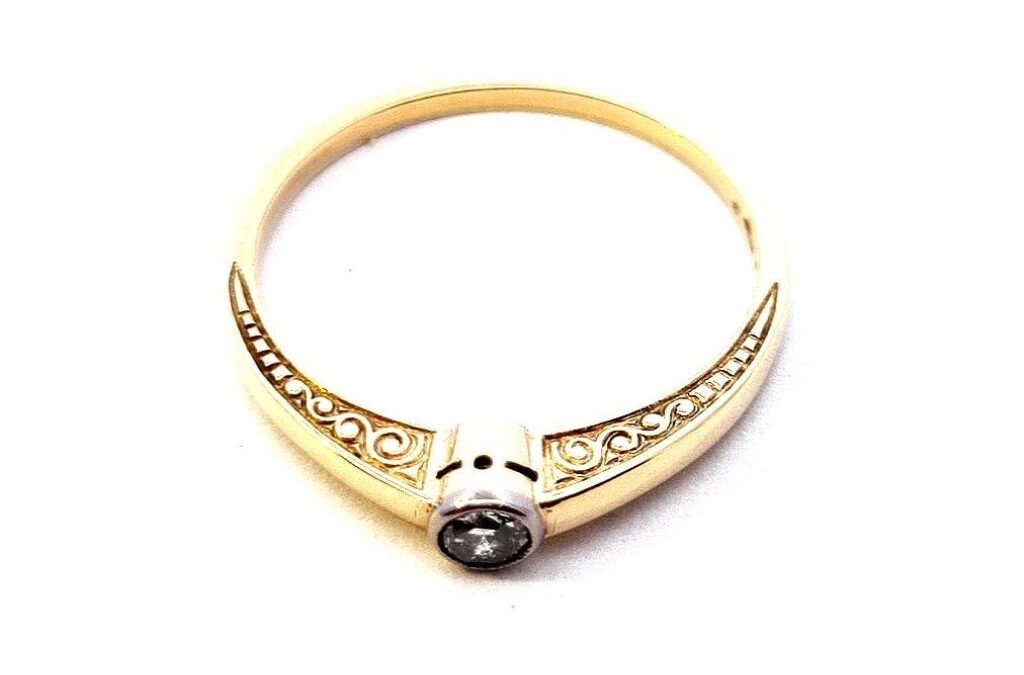 Art deco prsten s diamantem – solitér, 1. republika, vel. 55