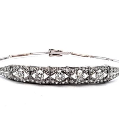 Art deco platinový náramek s diamanty 3,33 ct
