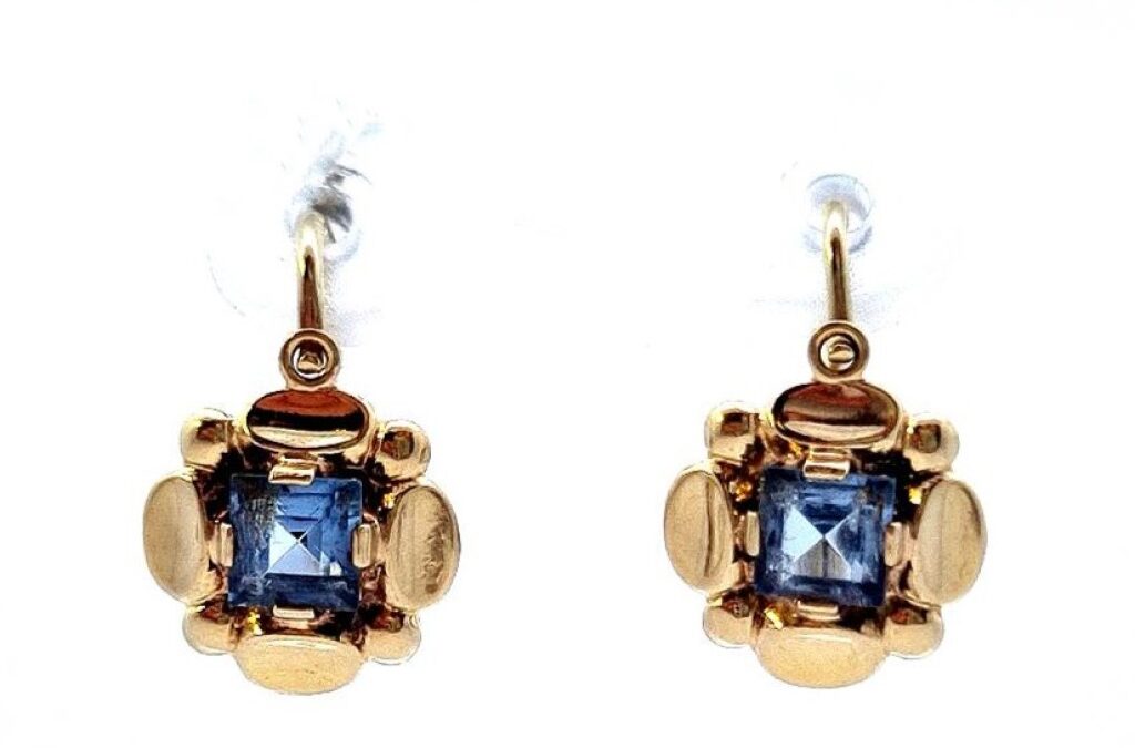 Zlaté náušnice s topazy, visací