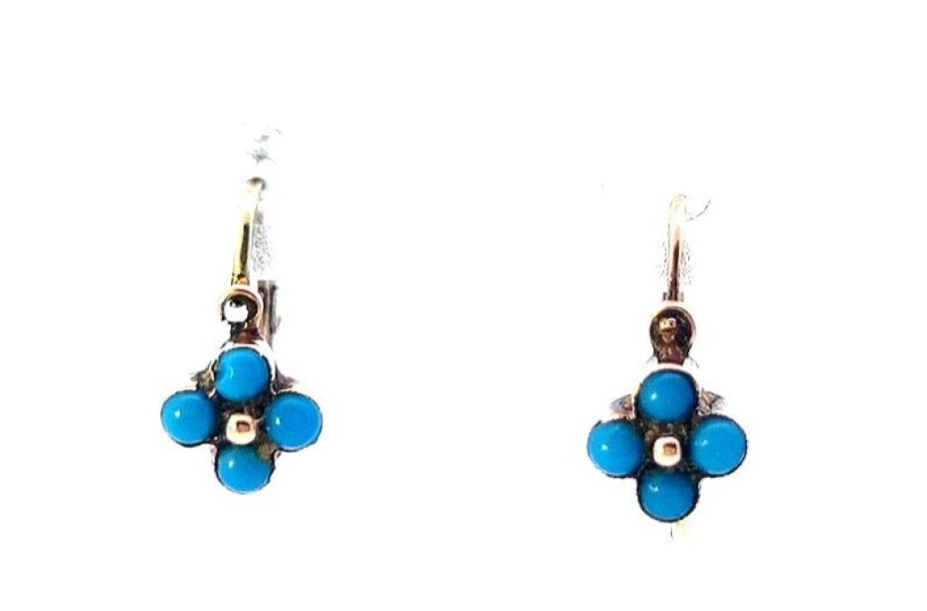 Zlaté náušnice s tyrkysem, visací