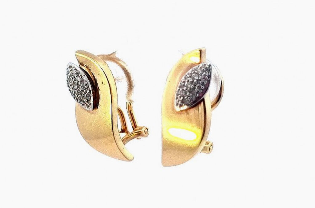 Zlaté náušnice s diamanty visací, klips