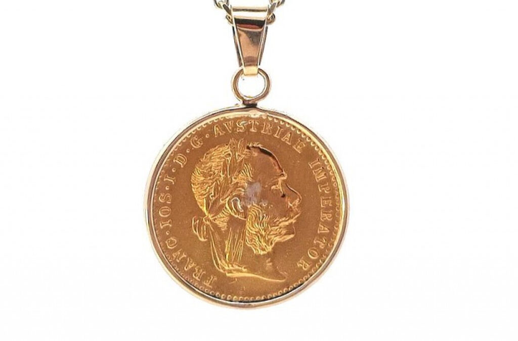 Zlatý přívěs s mincí – dukát Franz Josef 1915