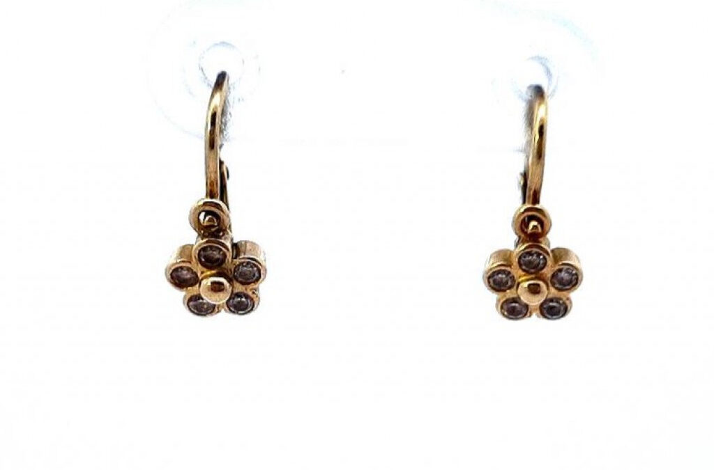 Zlaté dětské náušnice se zirkony, visací