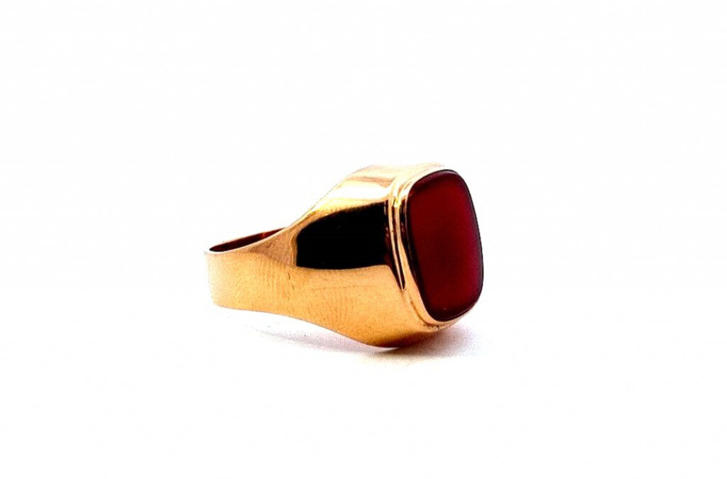 Starožitný zlatý prsten s karneolem, vel. 64
