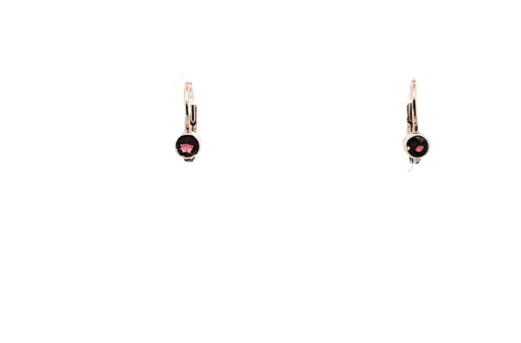 Starožitné zlaté náušnice s červenými kamínky, visací