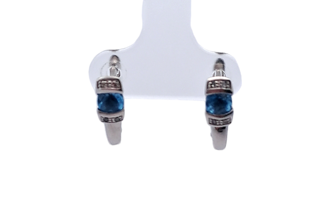 Zlaté náušnice s topazy a diamanty, visací