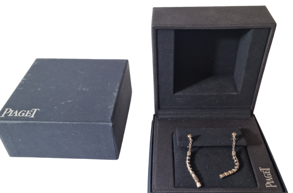 Zlaté náušnice s diamanty, originál Piaget, puzeta