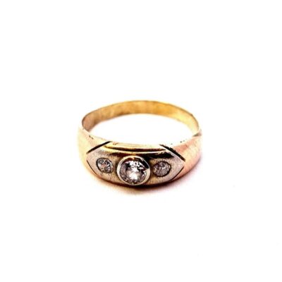 Starožitný zlatý prsten s diamanty, vel. 54