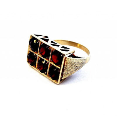 Zlatý prsten s českými granáty 3,54 ct, vel. 53
