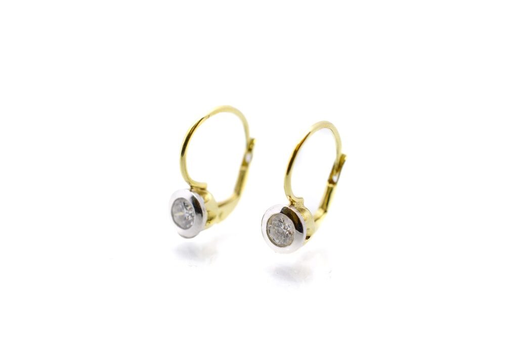 Zlaté náušnice s diamanty, visací