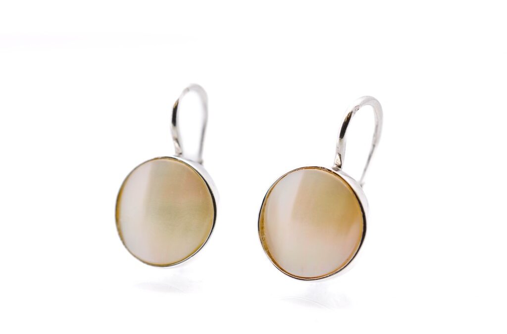 Náušnice z bílého zlata s perletí, visací