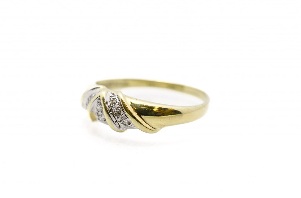 Starožitný zlatý prsten s diamanty, vel. 55,5
