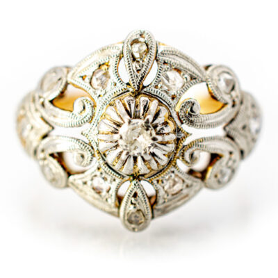 Art deco prsten s diamanty, vel. 55