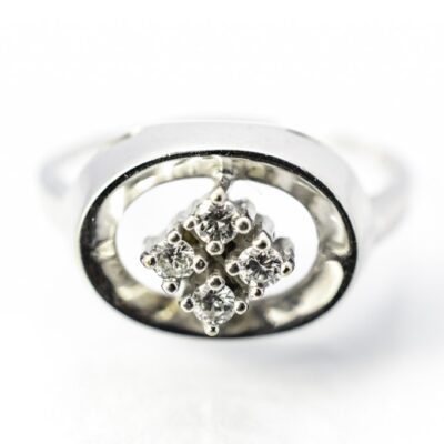 Prsten z bílého zlata s diamanty 4 x 0,1 ct, vel. 55